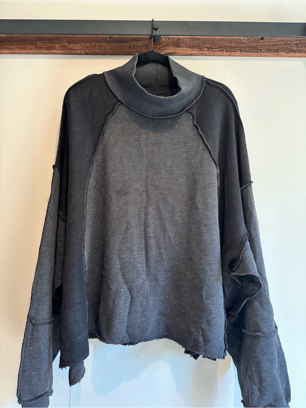 Women’s Oversized Mock Neck Sweatshirt - Dark Gray
